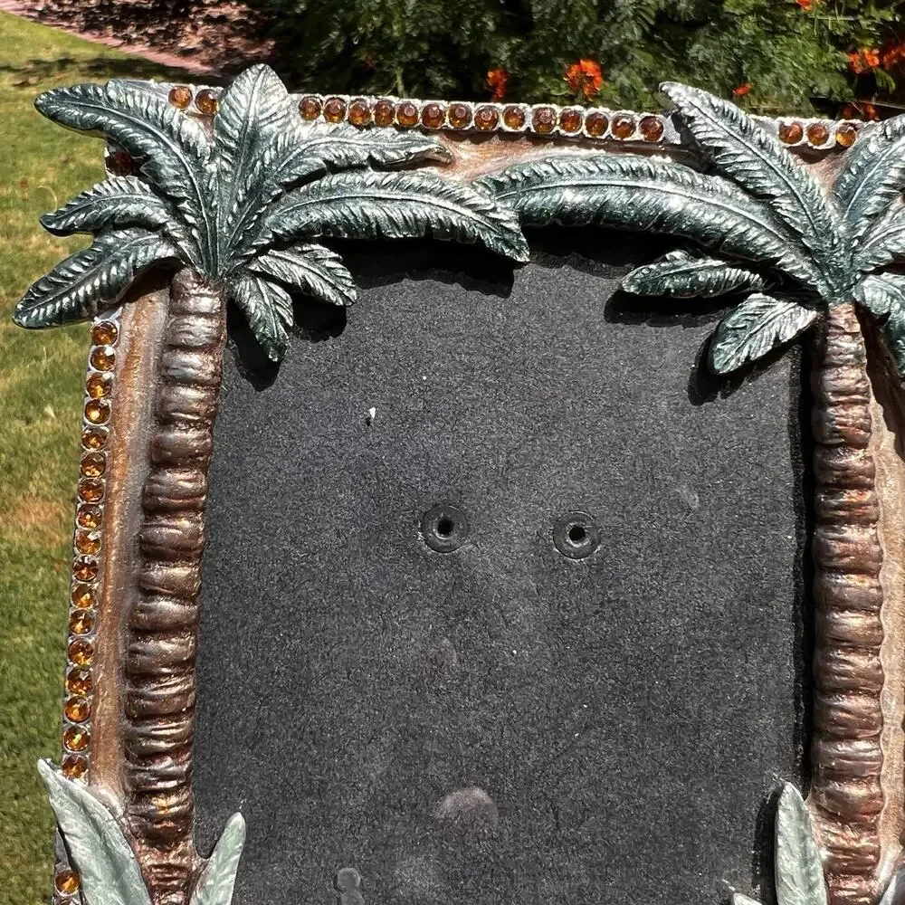 Palm Trees Picture Frame Rhinestones Holds 3.5”x4.5”